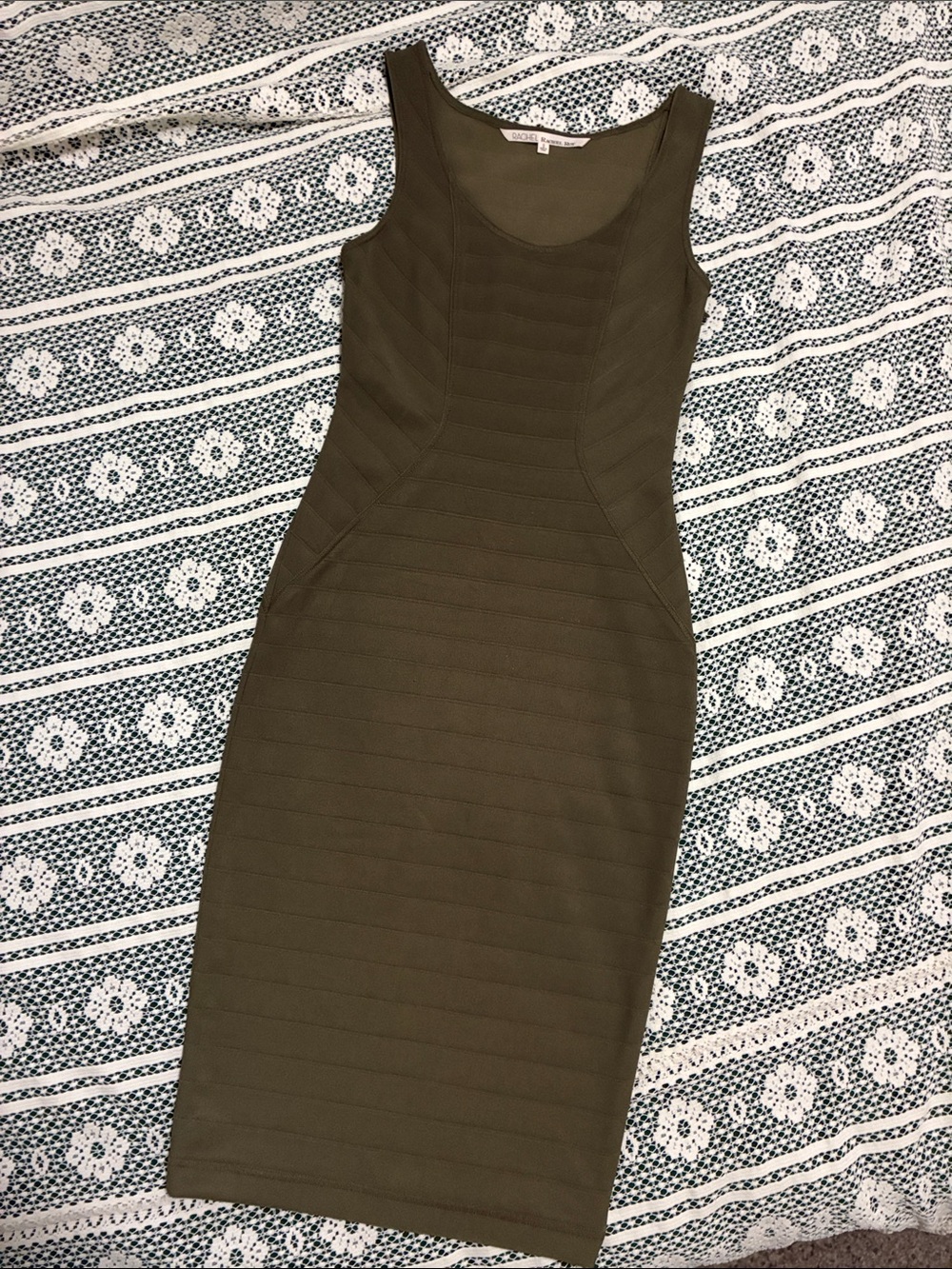 Classic Rachel Roy Olive Bodycon Bandaid Dress